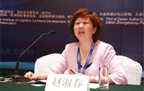 CEO of Dalian Kangning Logistics Co., Ltd., Mrs. Zhao Shuchun is answering questions from Media